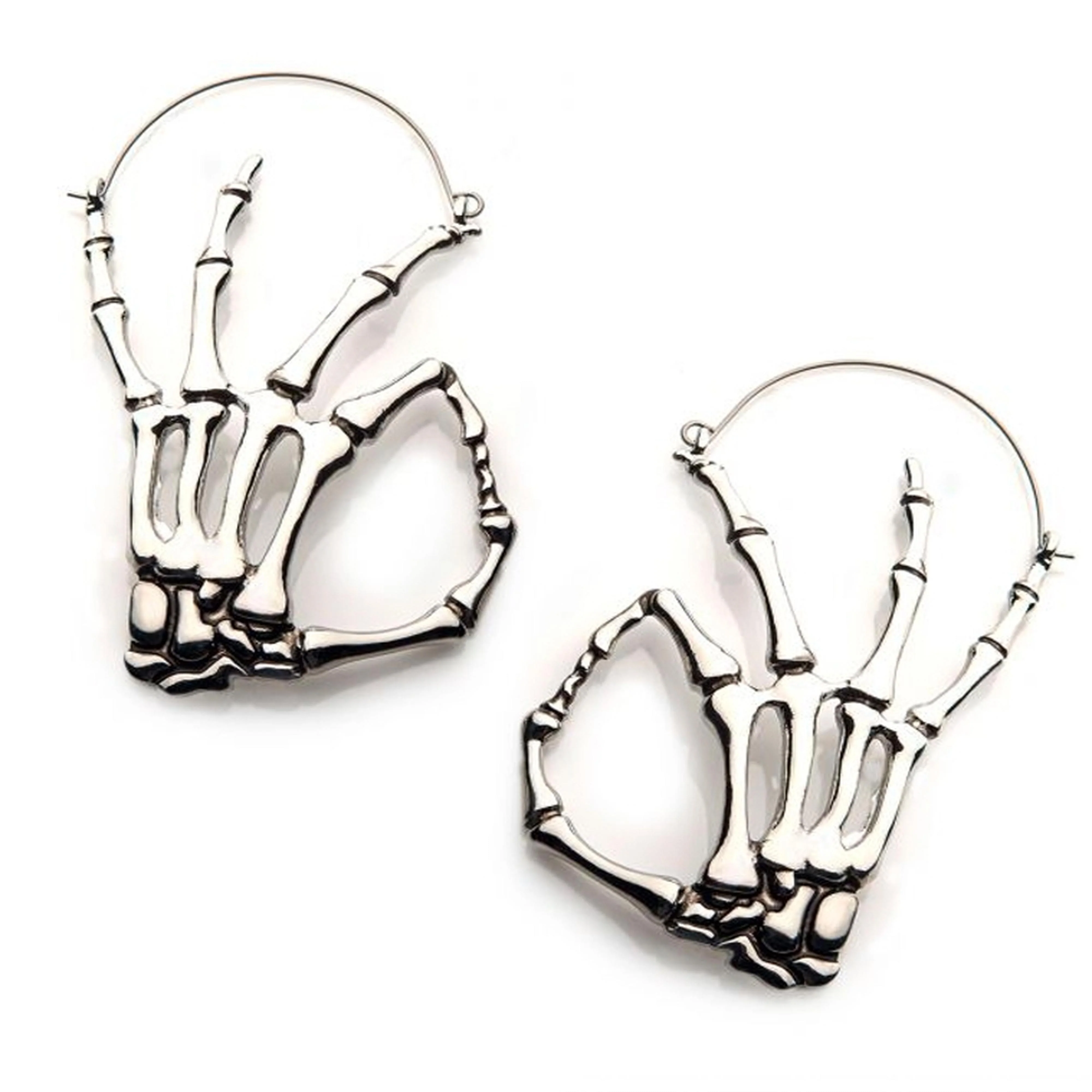 20G A-Okay Skeleton Plug Hoops - Mrs Treak