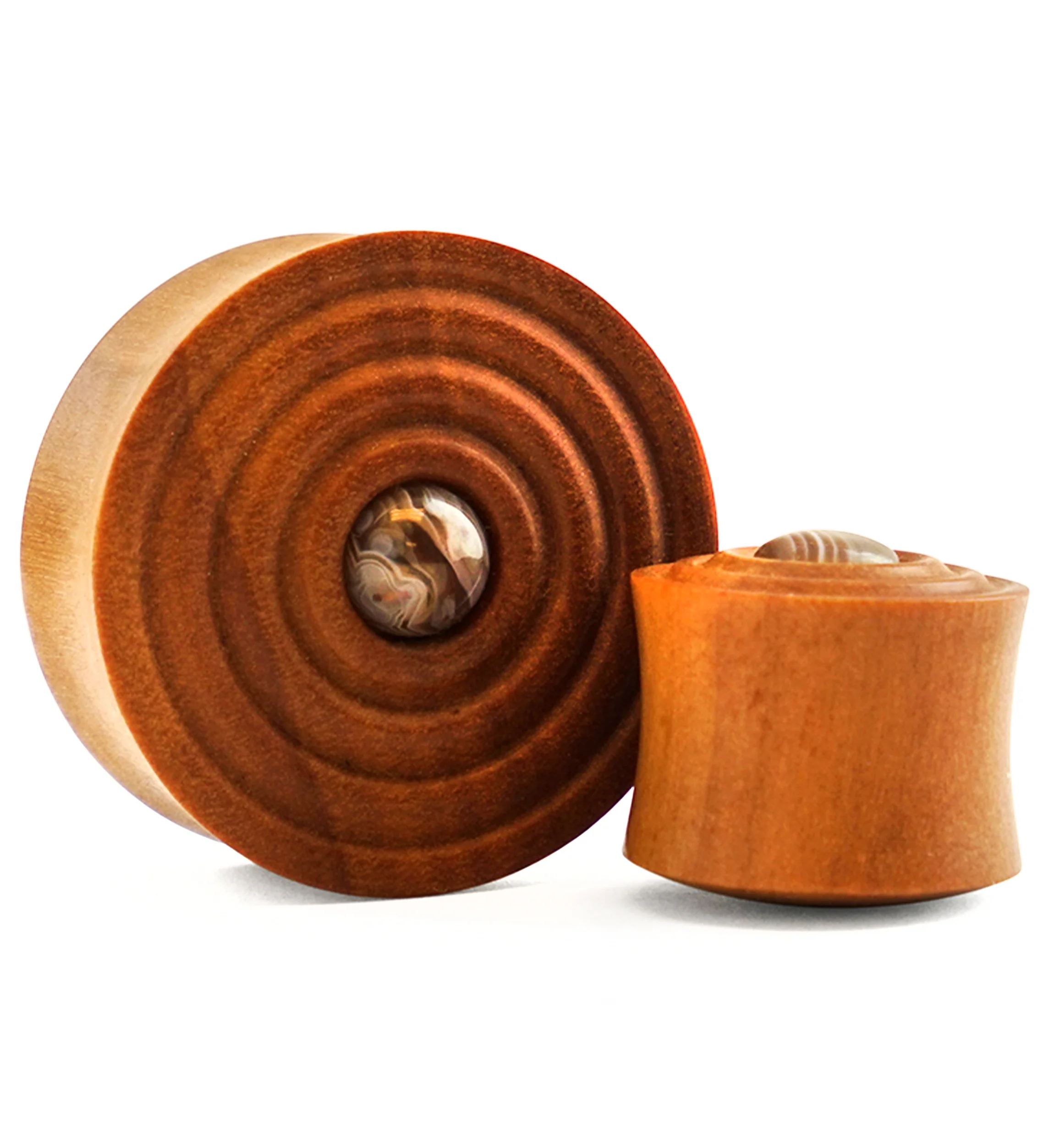 Ecliptic Saba Wood Plugs With Agate Inlay - Mrs Treak