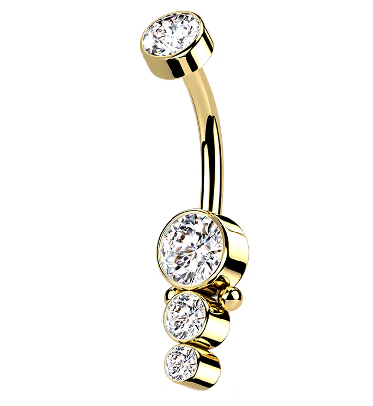 Gold PVD Track Belly Button Ring - Mrs Treak