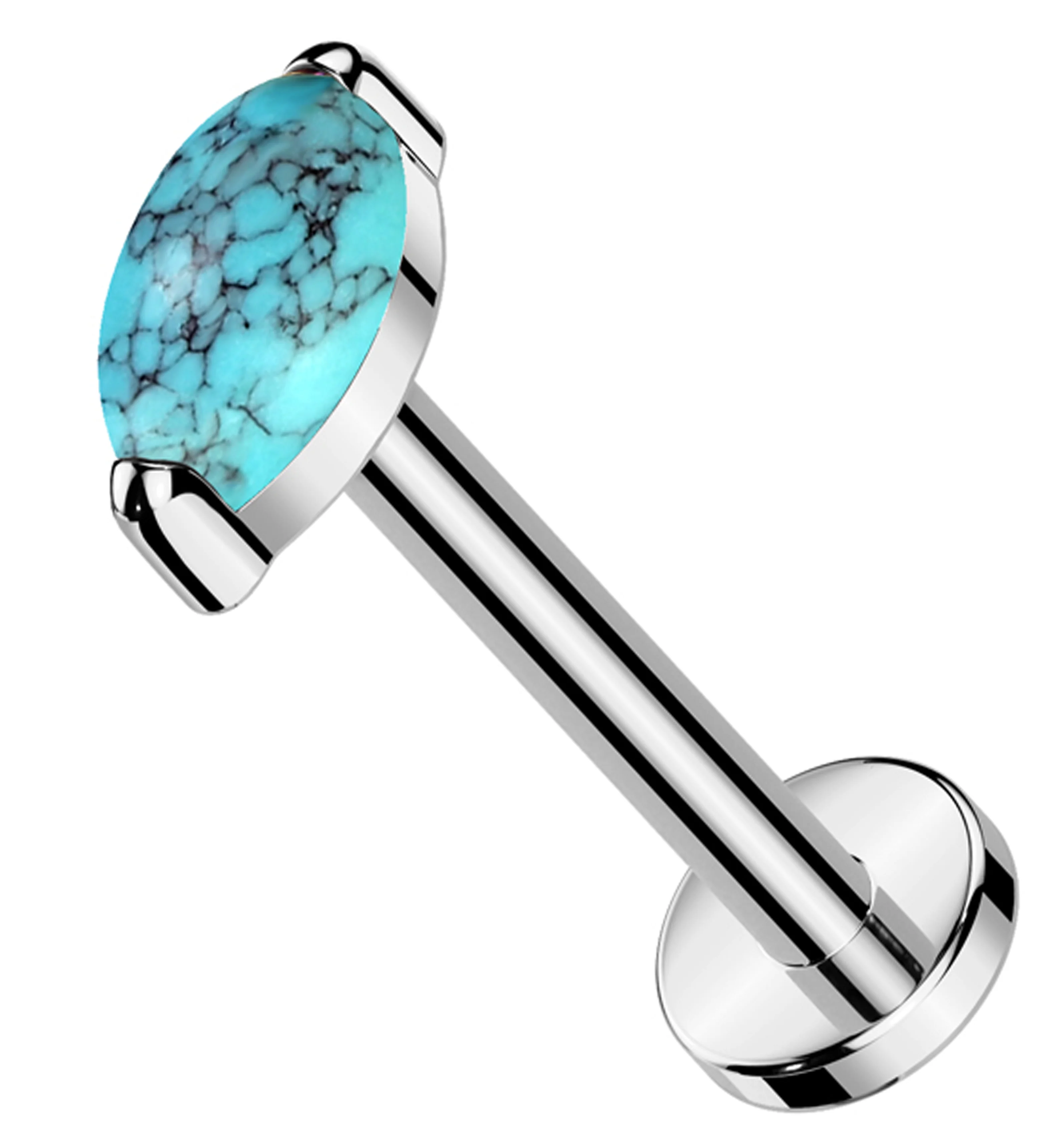Howlite Turquoise Marquise Titanium Threadless Labret - Mrs Treak
