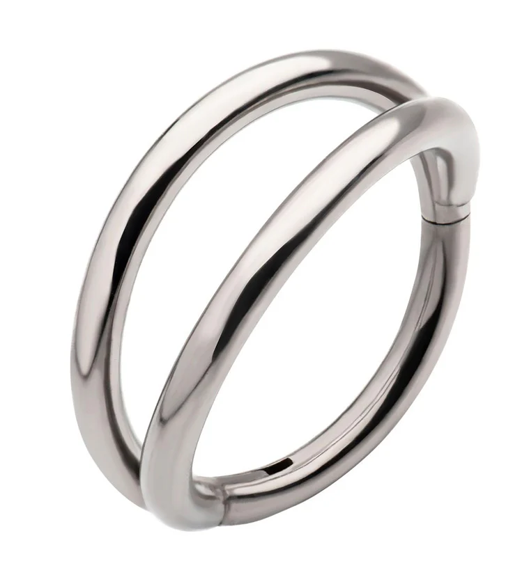 Double Bar Titanium Hinged Segment Ring - Mrs Treak