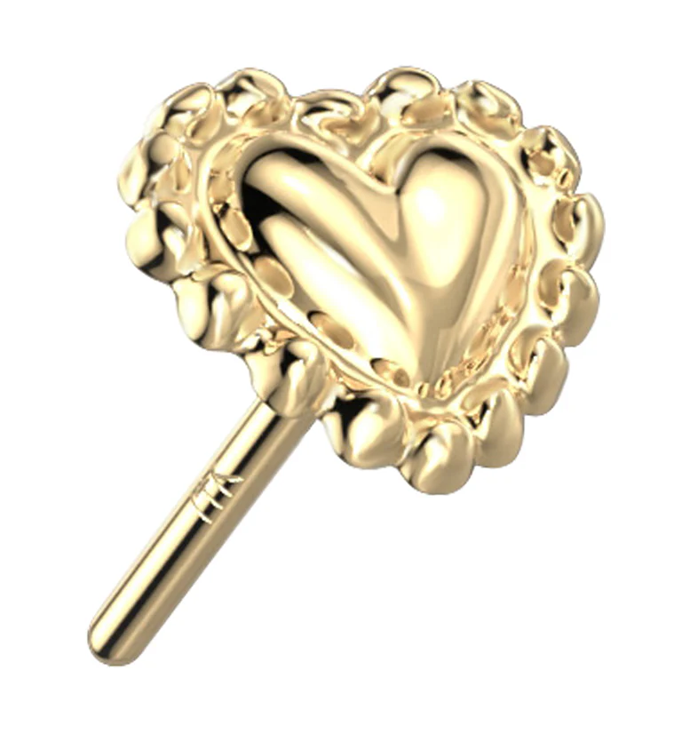 14kt Gold Banded Heart Threadless Top - Mrs Treak