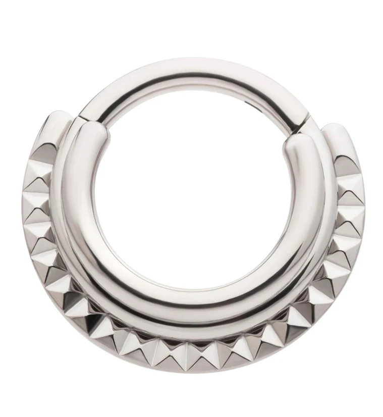 Triple Stacked Polyhedra Titanium Hinged Segment Ring - Mrs Treak