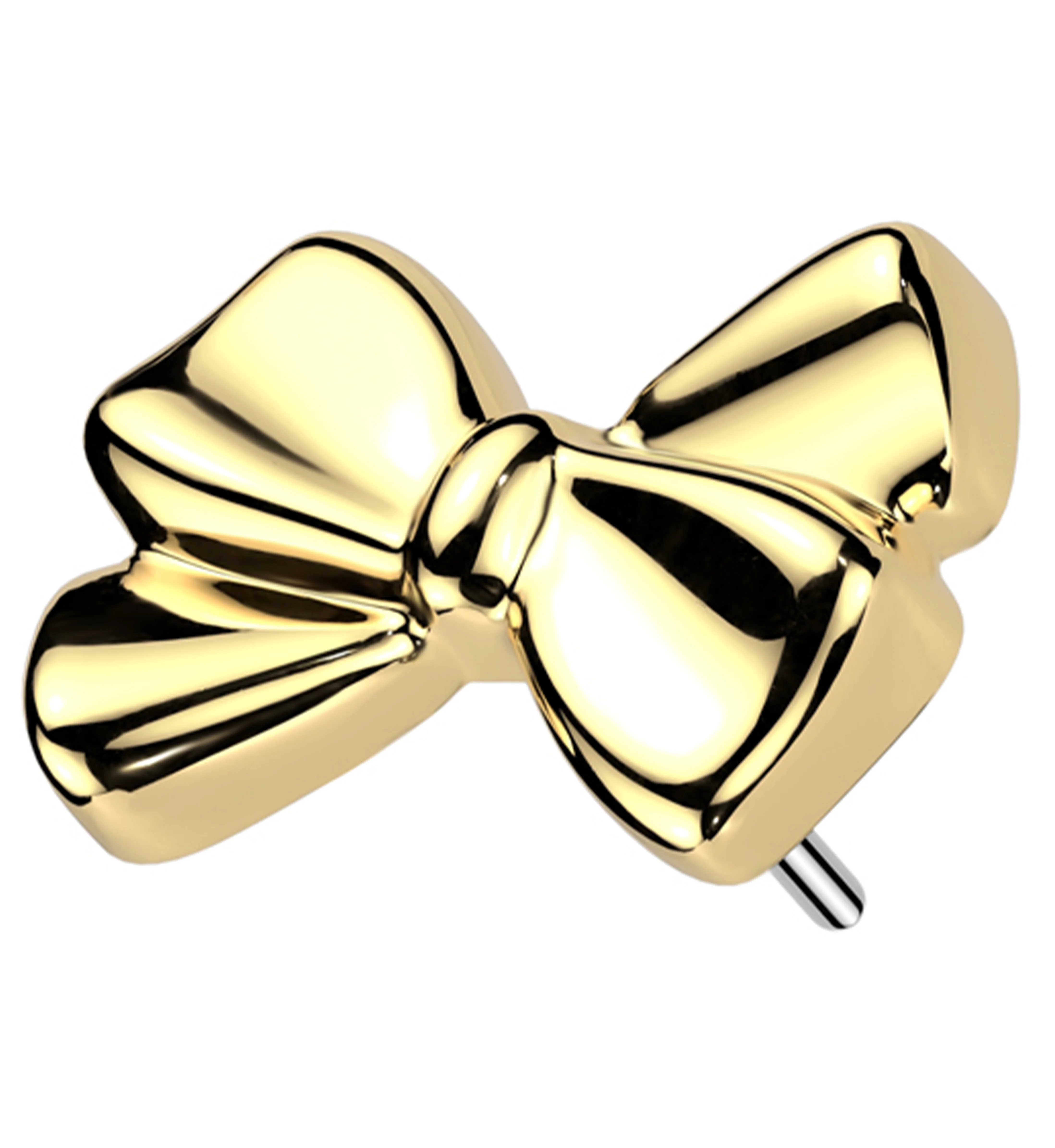 Gold PVD Ribbon Bow Threadless Titanium Top - Mrs Treak