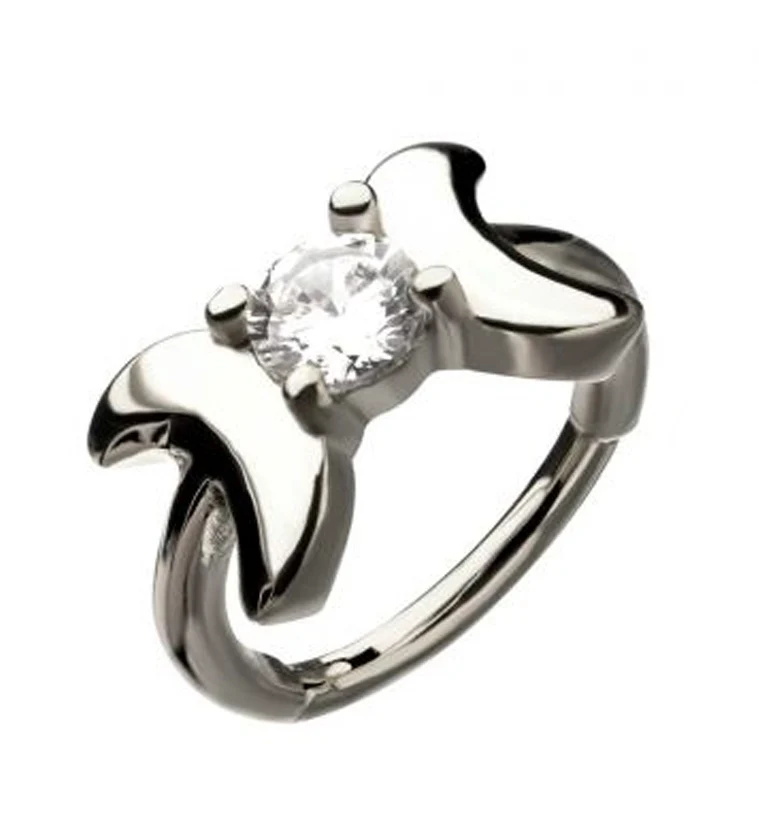CZ Bow Hinged Segment Ring - Mrs Treak