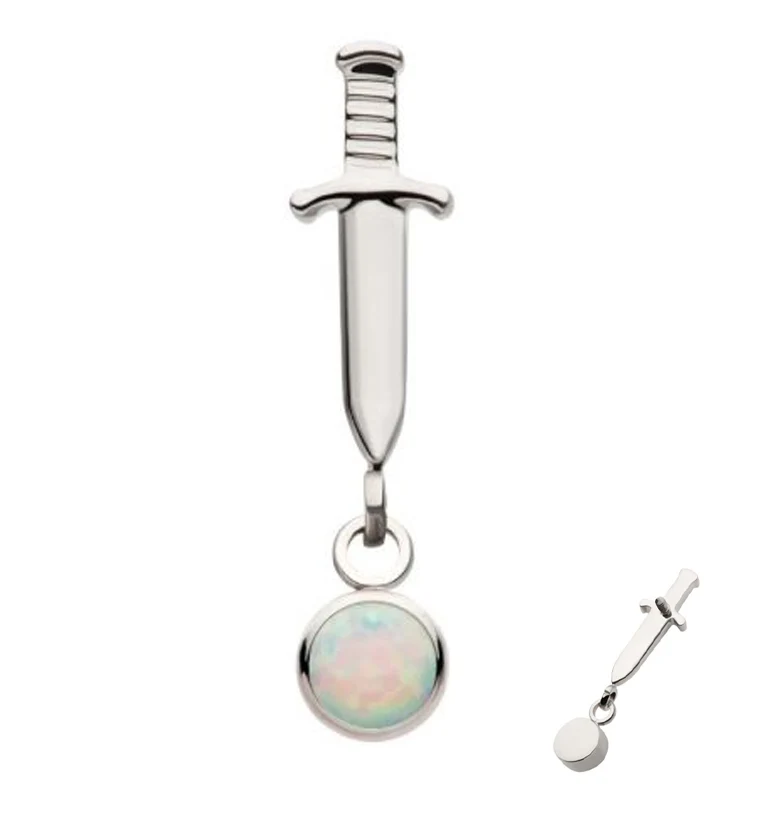 Dagger Dangle White Opalite Internally Threaded Top - Mrs Treak