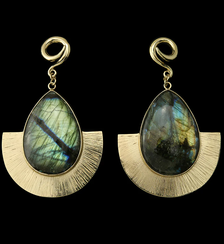 Fault Labradorite Stone Hanging Ear Weights - Mrs Treak
