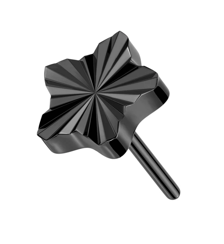 Black PVD Retro Star Threadless Titanium Top - Mrs Treak