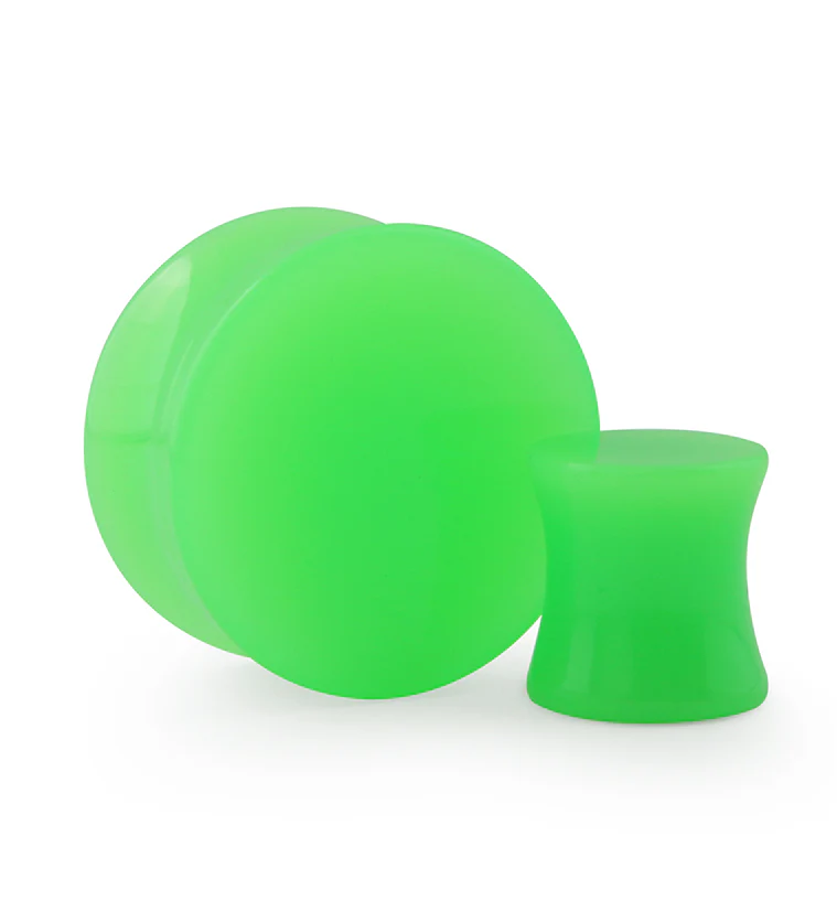Green Double Flare Solid Plugs - Mrs Treak