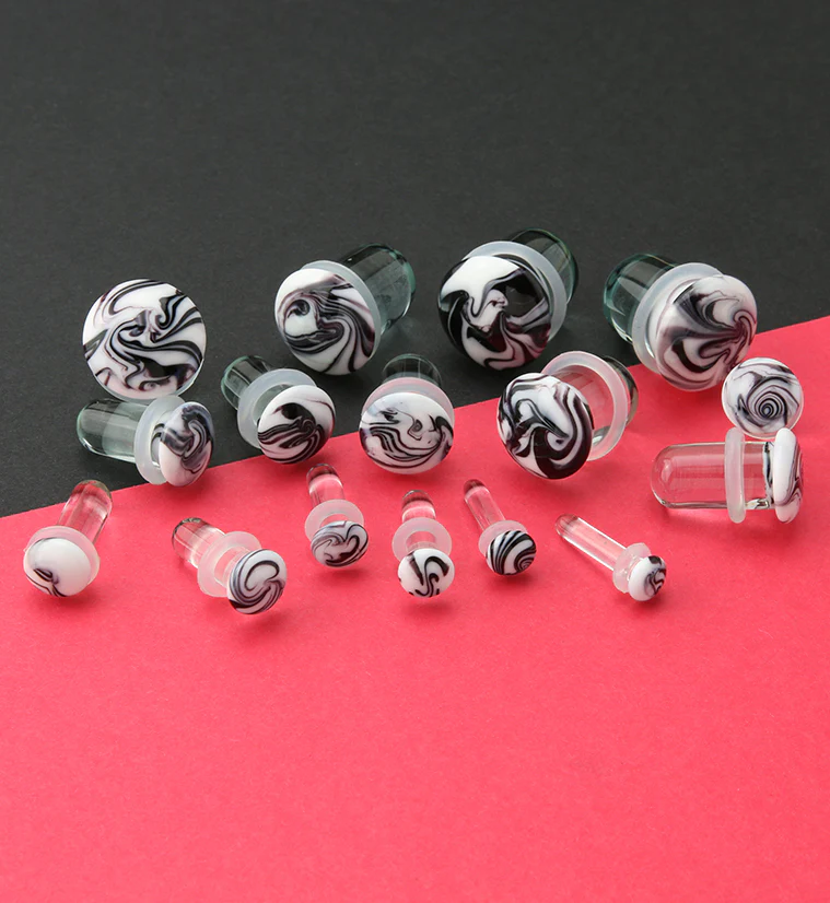 Purple & White Haze Single Flare Glass Plugs - Mrs Treak