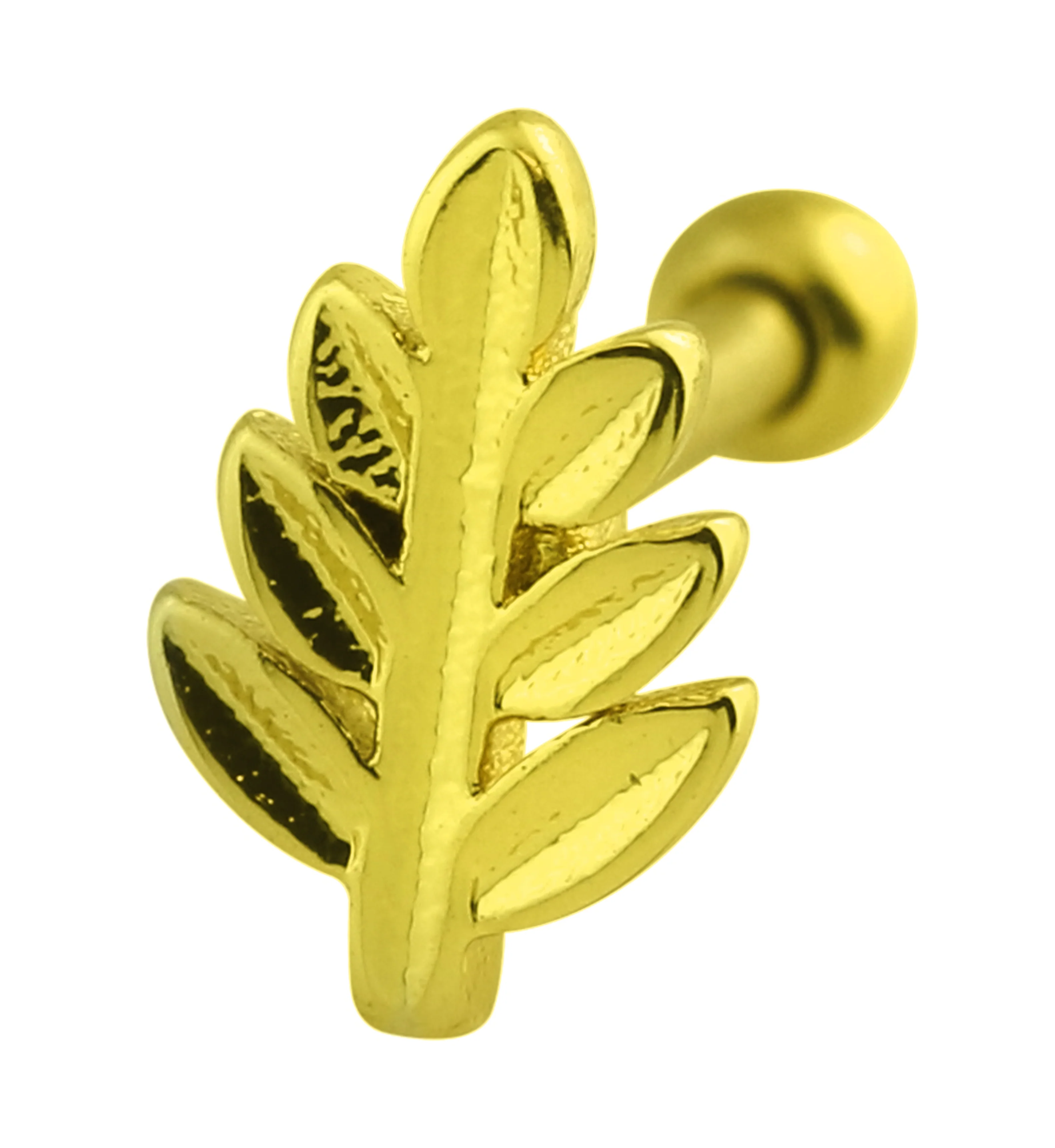 Gold PVD Leaf Cartilage Barbell - Mrs Treak