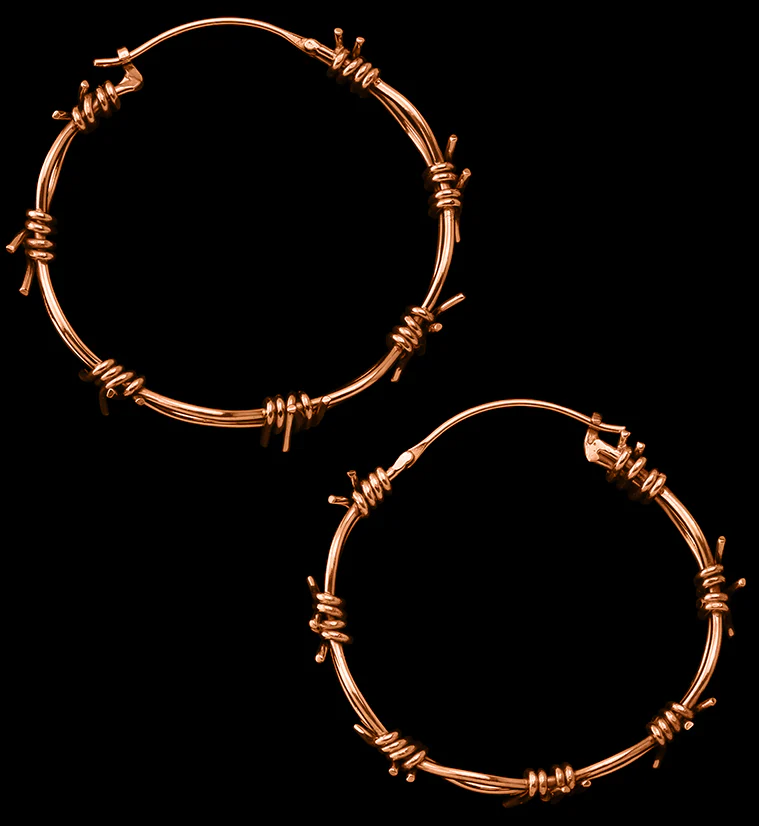 Rose Gold Barbed Wire Brass Ear Weights - Mrs Treak