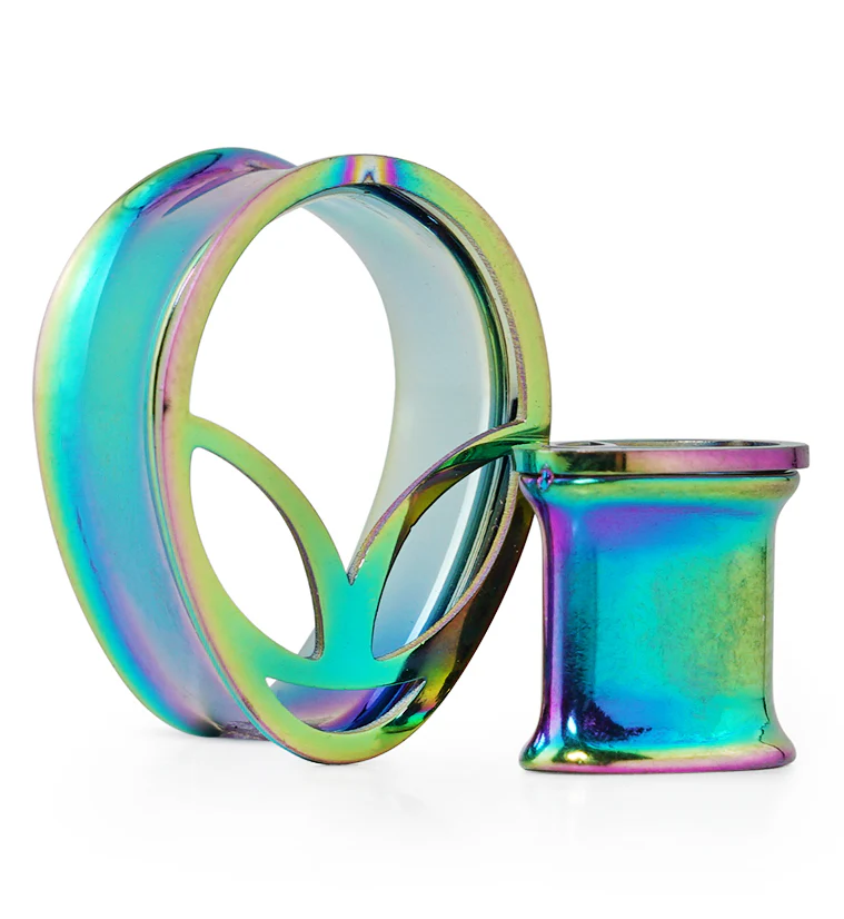 Rainbow PVD Alien Stainless Steel Teardrop Tunnels - Mrs Treak