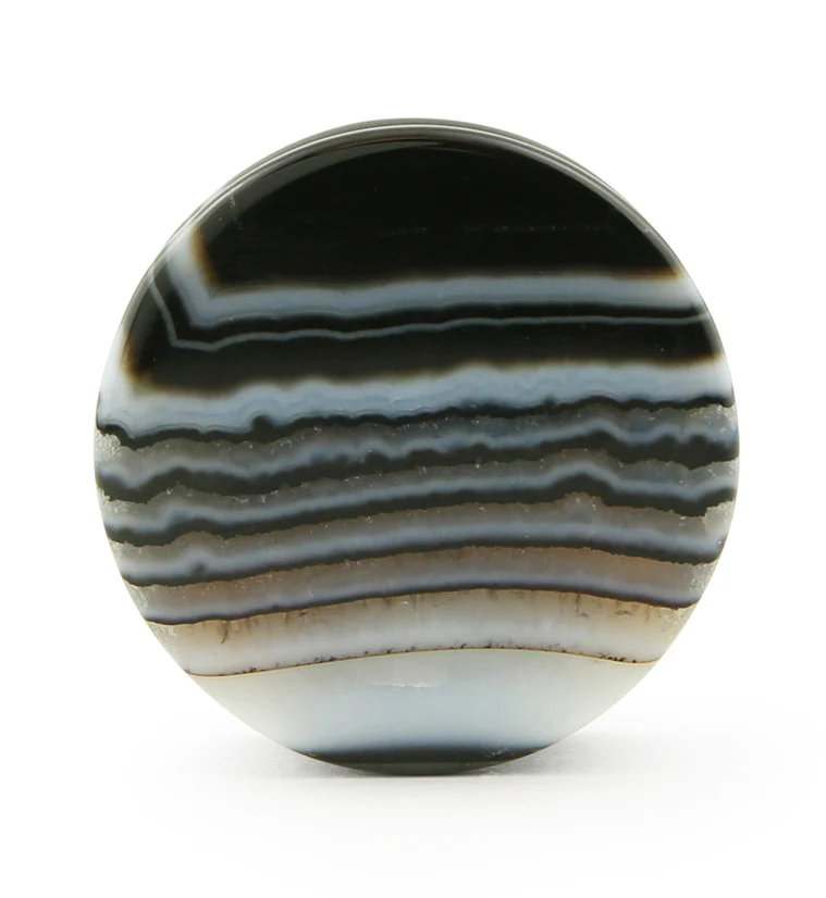 Black Line Agate Stone Plugs - Mrs Treak
