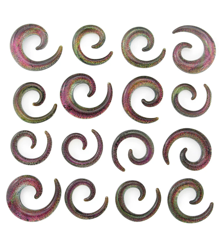 Daybreak Dichroic Glass Spirals - Mrs Treak