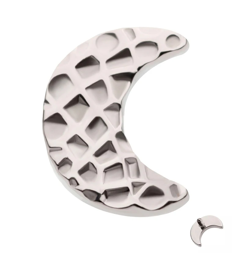 Hammered Half Moon Internally Threaded Titanium Top - Mrs Treak