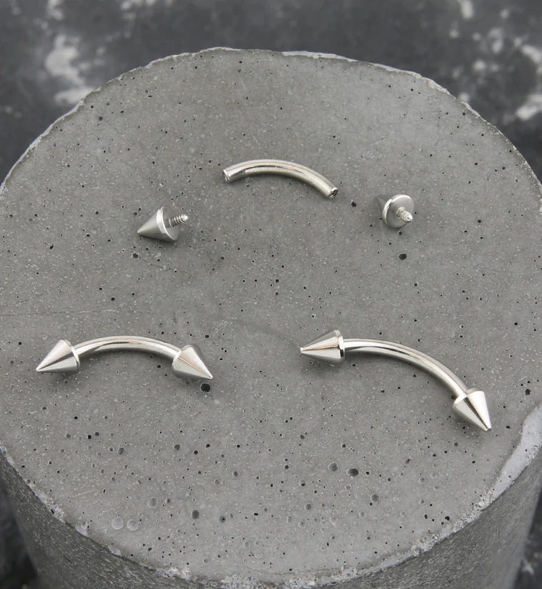 Titanium Double Spike Internally Threaded Curved Barbell - Mrs Treak