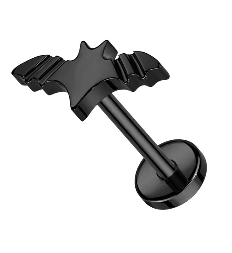 Black PVD Flying Bat Threadless Titanium Labret - Mrs Treak