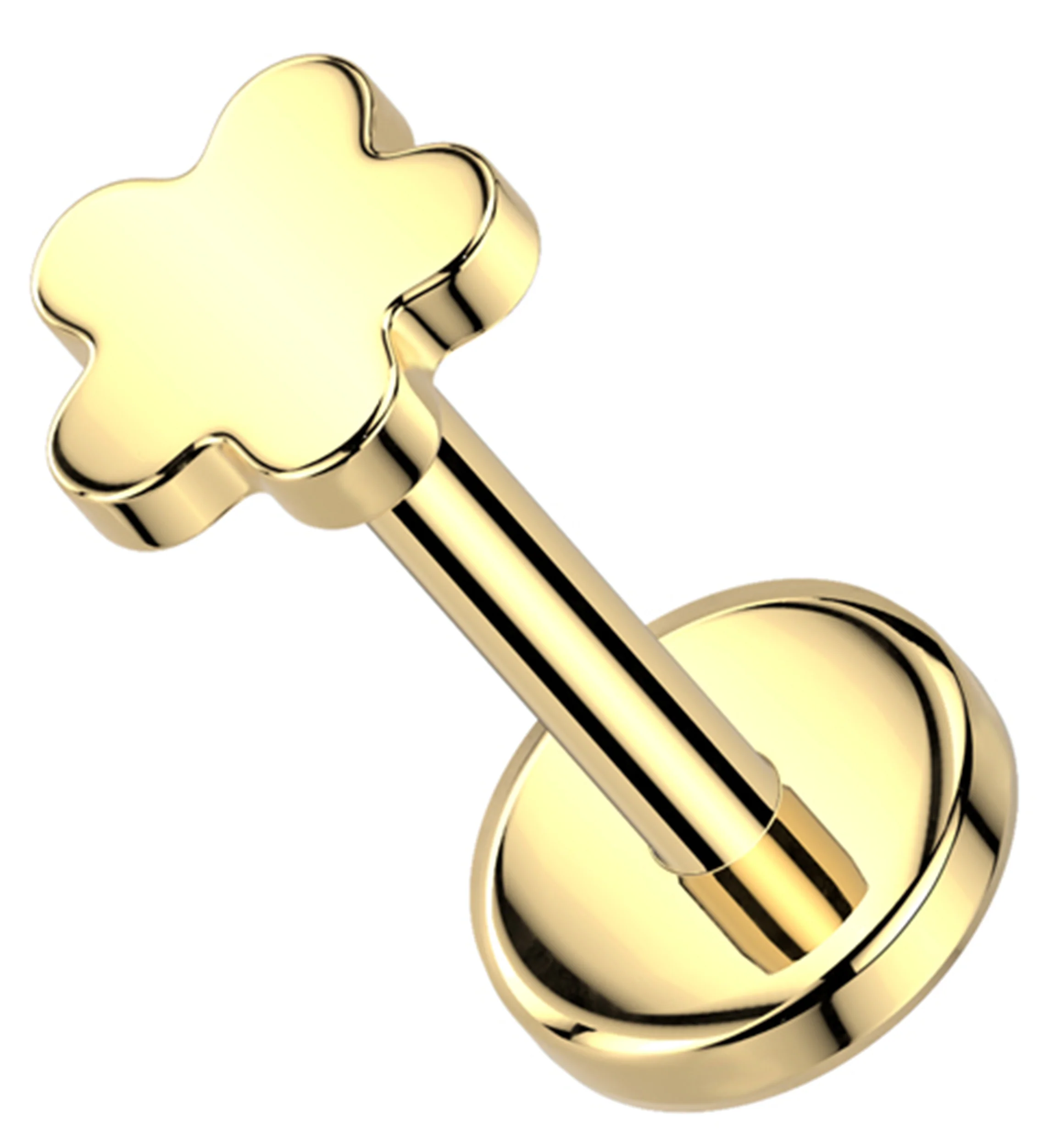 Gold PVD Bubble Flower Threadless Titanium Flat Disk Labret - Mrs Treak