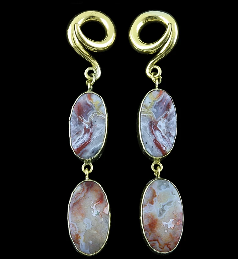 Laguna Lace Agate Stone Brass Ear Weights Version 1 - Mrs Treak