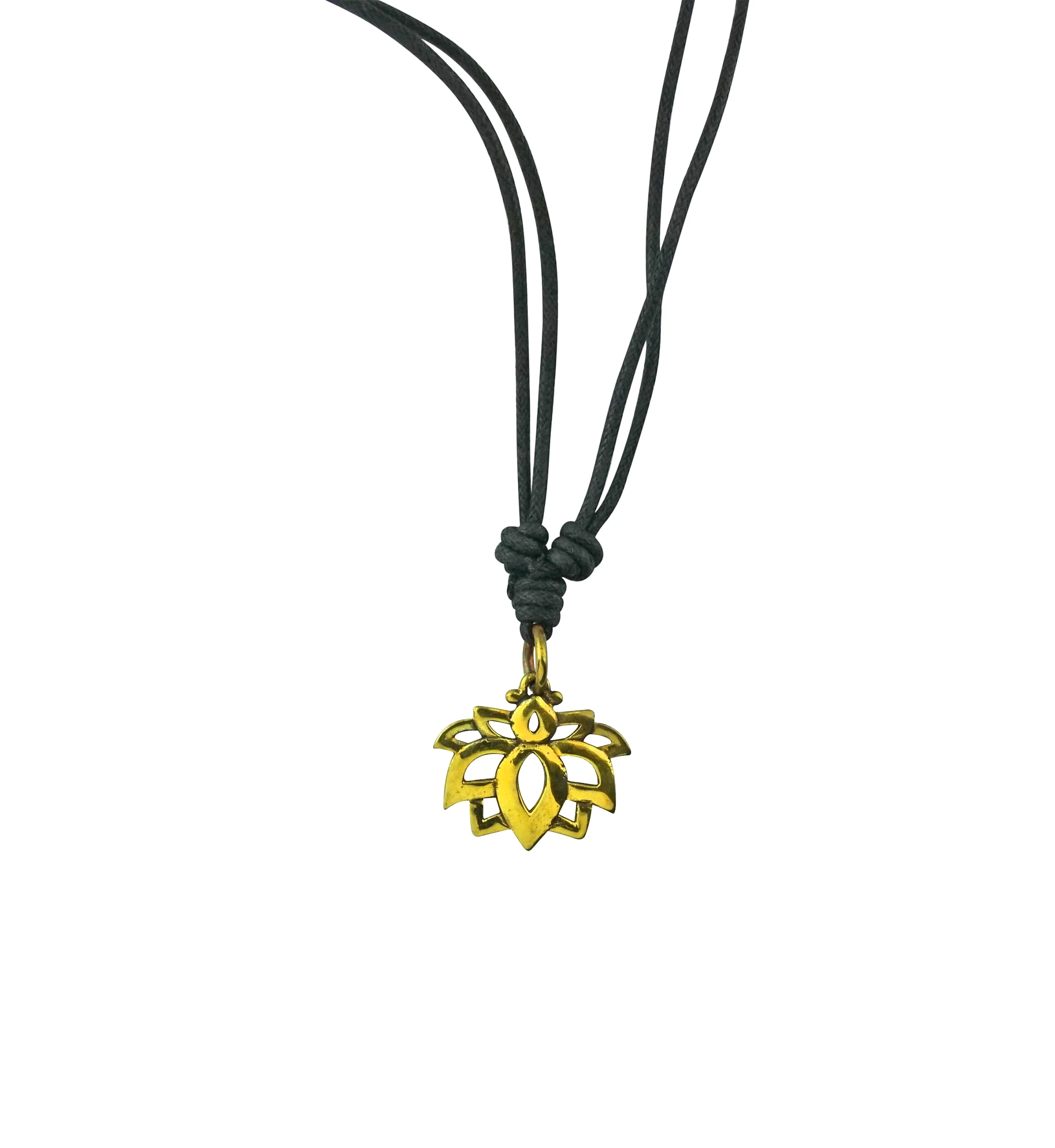Lotus Flower Brass Pendant Necklace - Mrs Treak