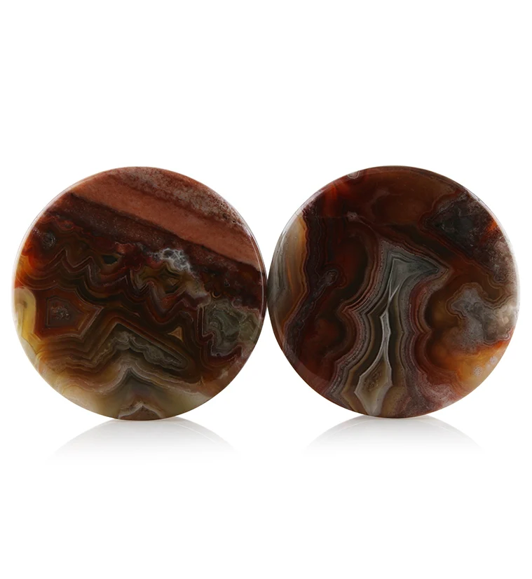 Laguna Lace Agate Stone Plugs 1 Inch (25mm) Version 13 - Mrs Treak