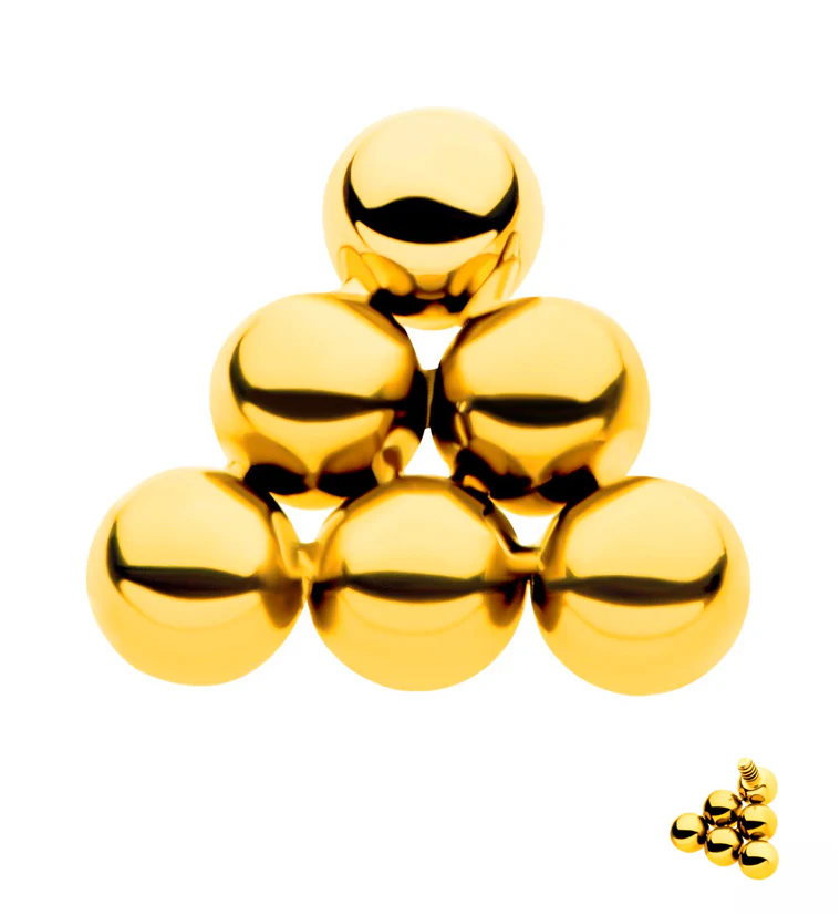 Gold PVD Beaded Pyramid Internally Threaded Titanium Top - Mrs Treak