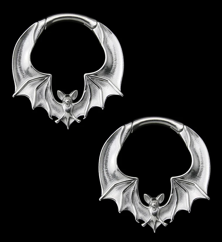 Flying Bat Stainless Steel Hinged Ear Weights - Mrs Treak