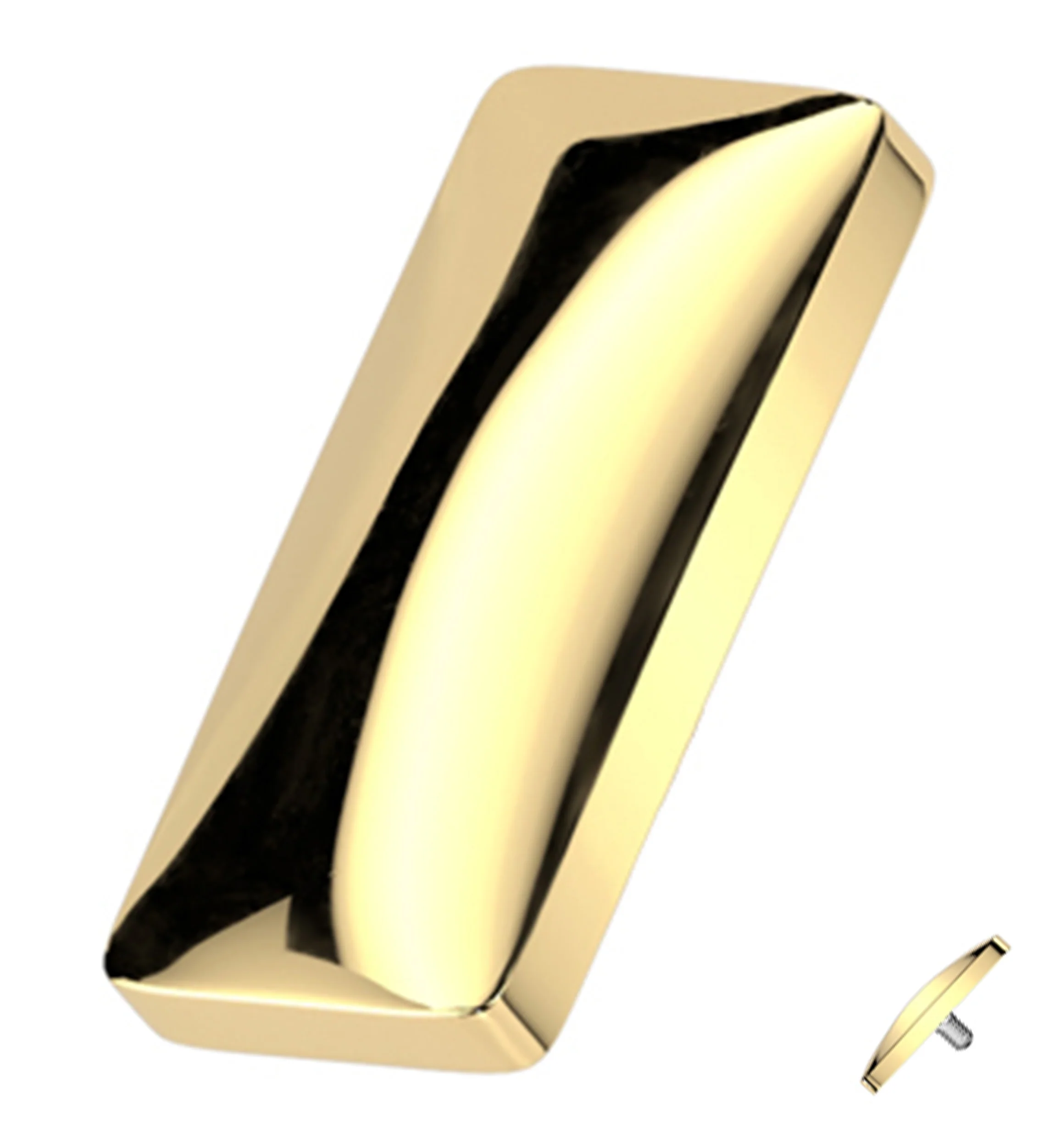 Gold PVD Rectangle Titanium Internally Threaded Top - Mrs Treak