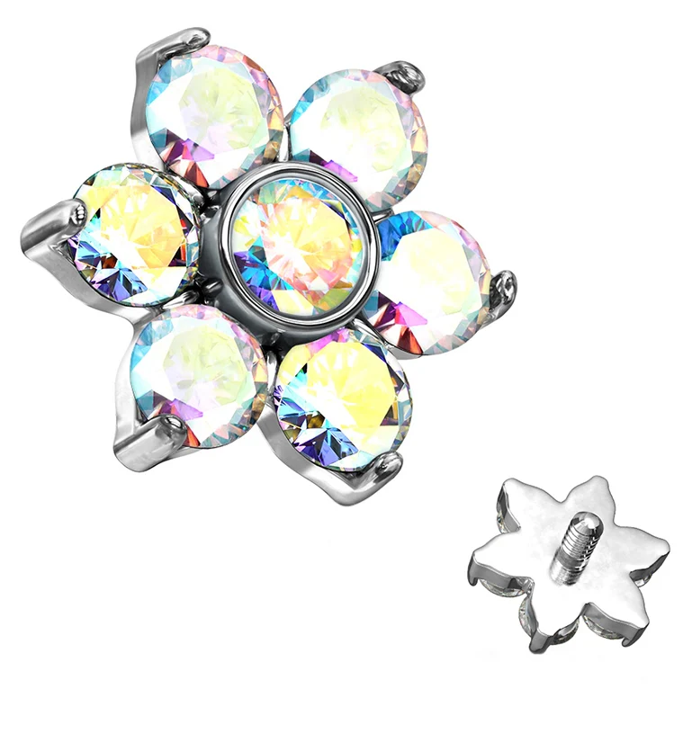 Rainbow Aurora Floret Threaded End - Mrs Treak