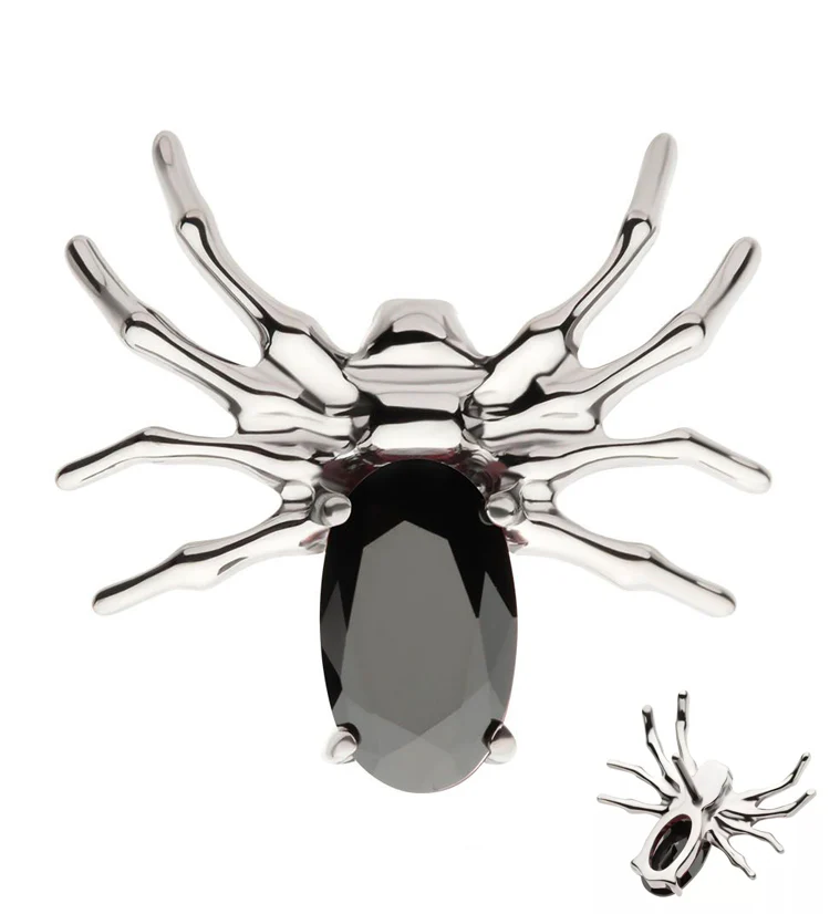 Spider Black CZ Threadless Titanium Top - Mrs Treak