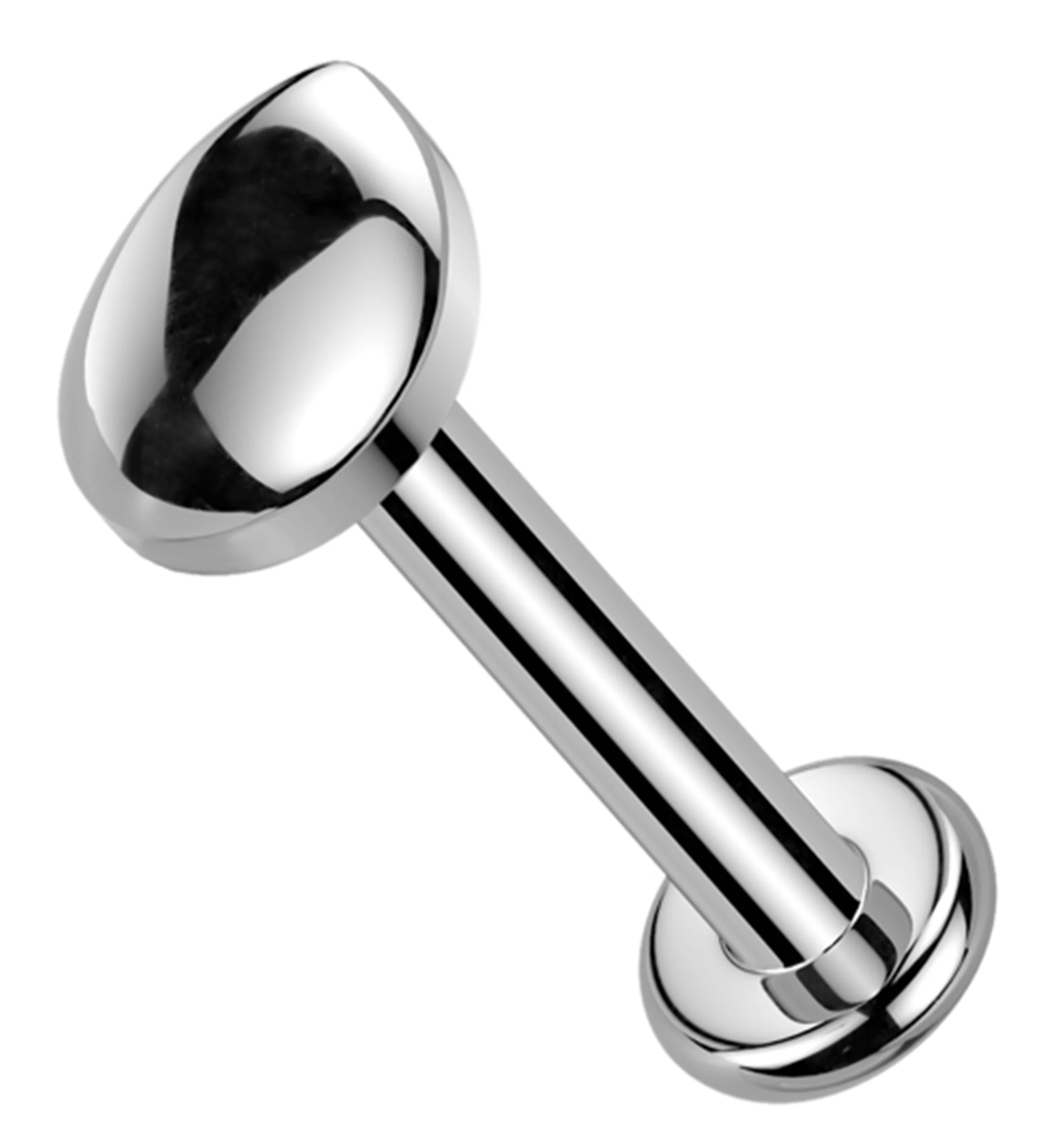 Compact Teardrop Internally Threaded Titanium Flat Disk Labret - Mrs Treak