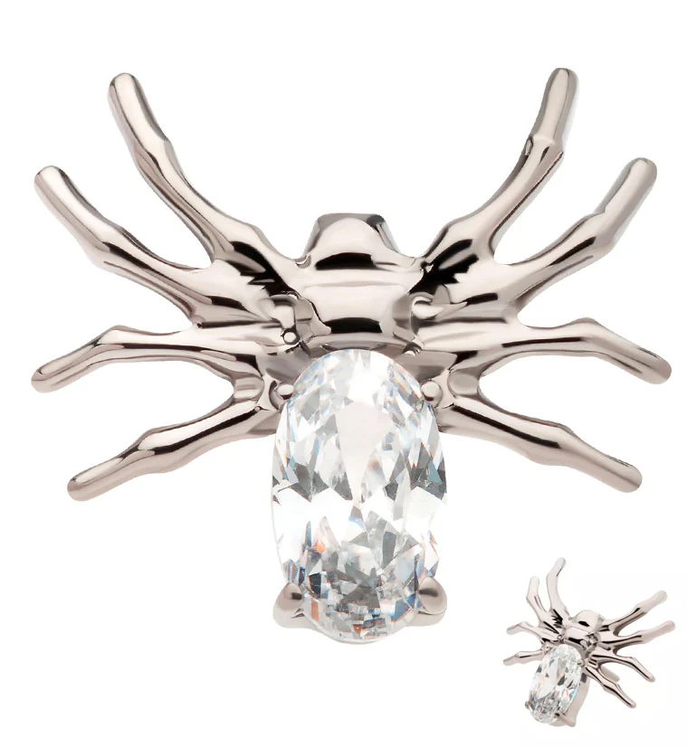 Spider Clear CZ Threadless Titanium Top - Mrs Treak