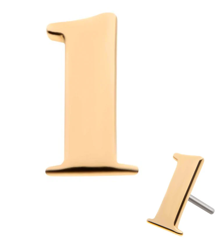 14kt Gold Number 1 Threadless Top - Mrs Treak