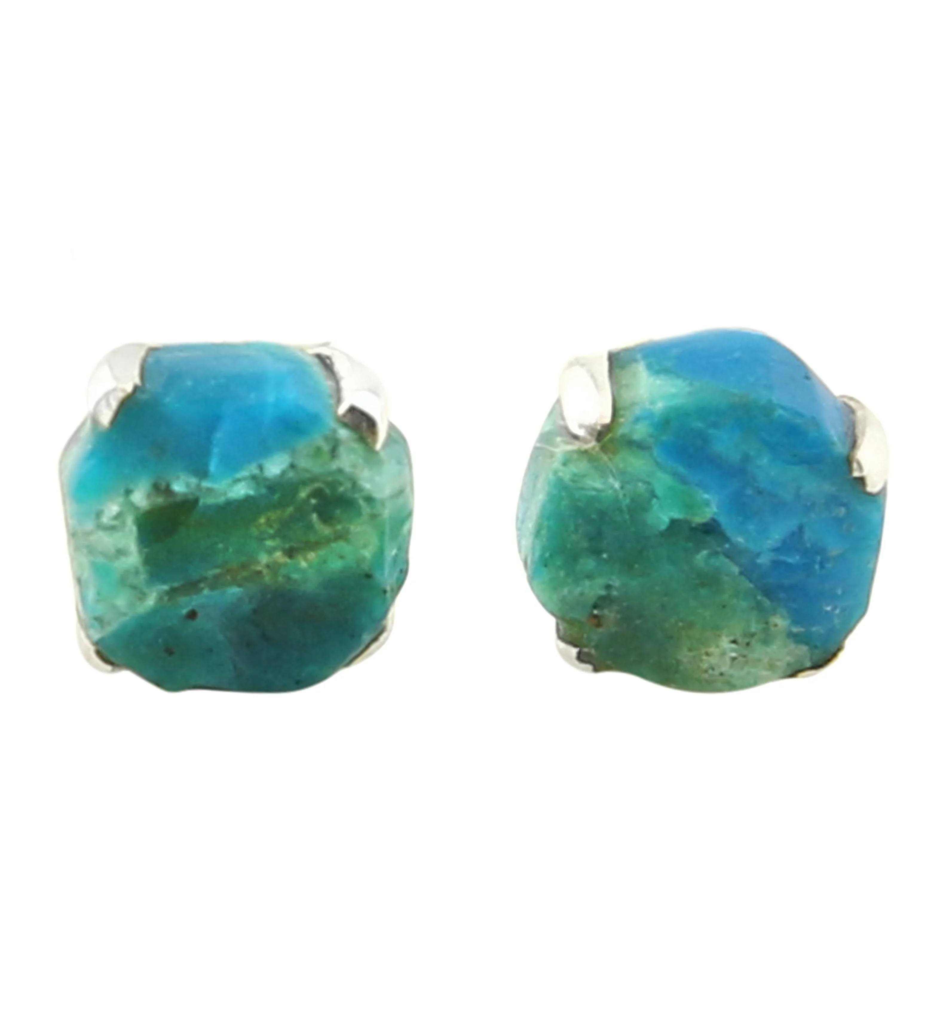 Peruvian Opal Prong Set Sterling Silver Earrings - Mrs Treak