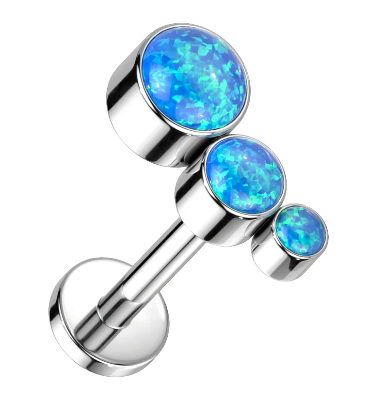 Crescendo Blue Opalite Titanium Internally Threaded Labret - Mrs Treak