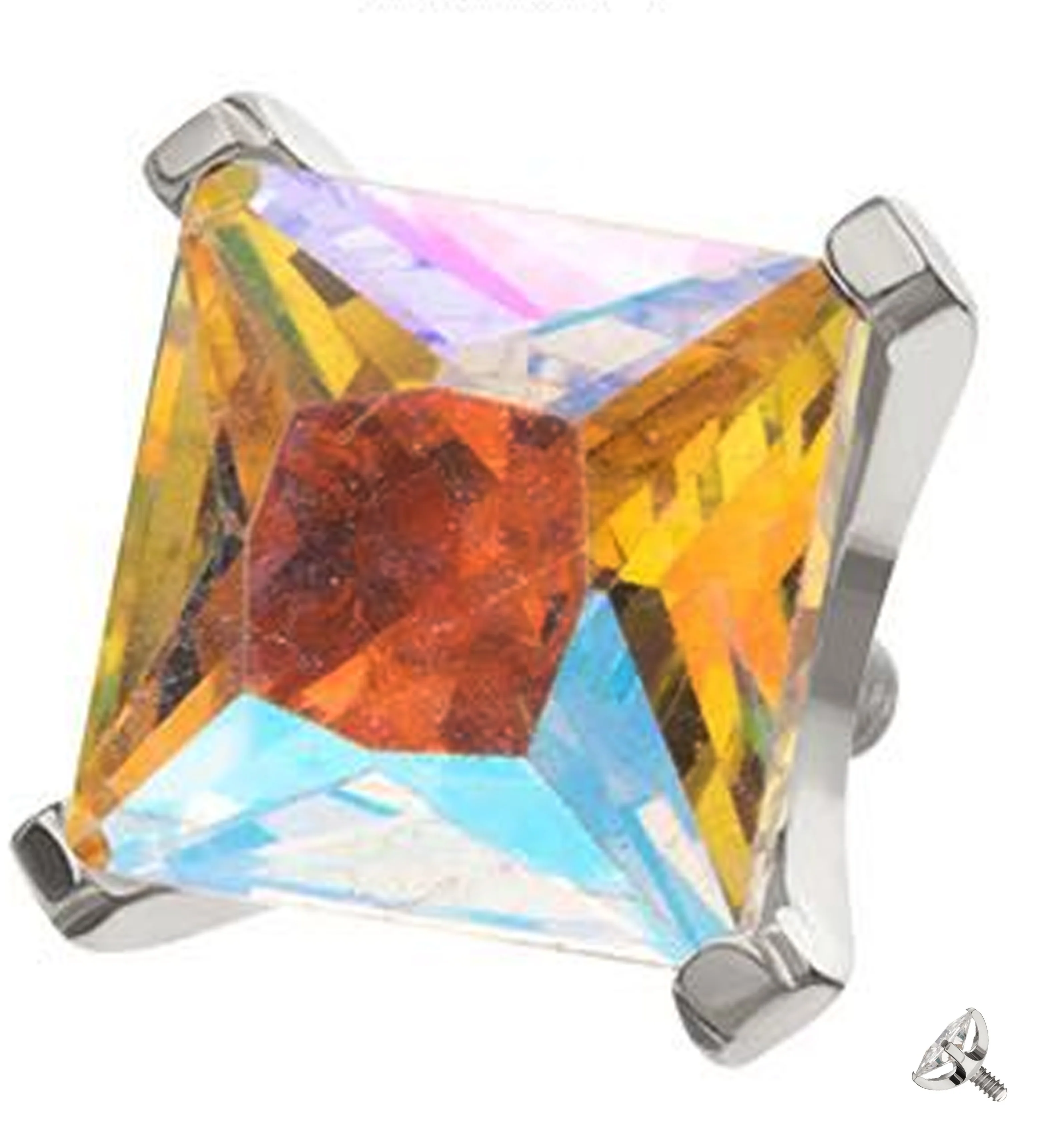 Princess Rainbow Aurora CZ Internally Threaded Titanium Top - Mrs Treak