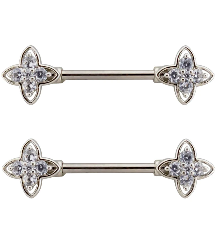 Compass Star CZ Stainless Steel Nipple Barbell - Mrs Treak
