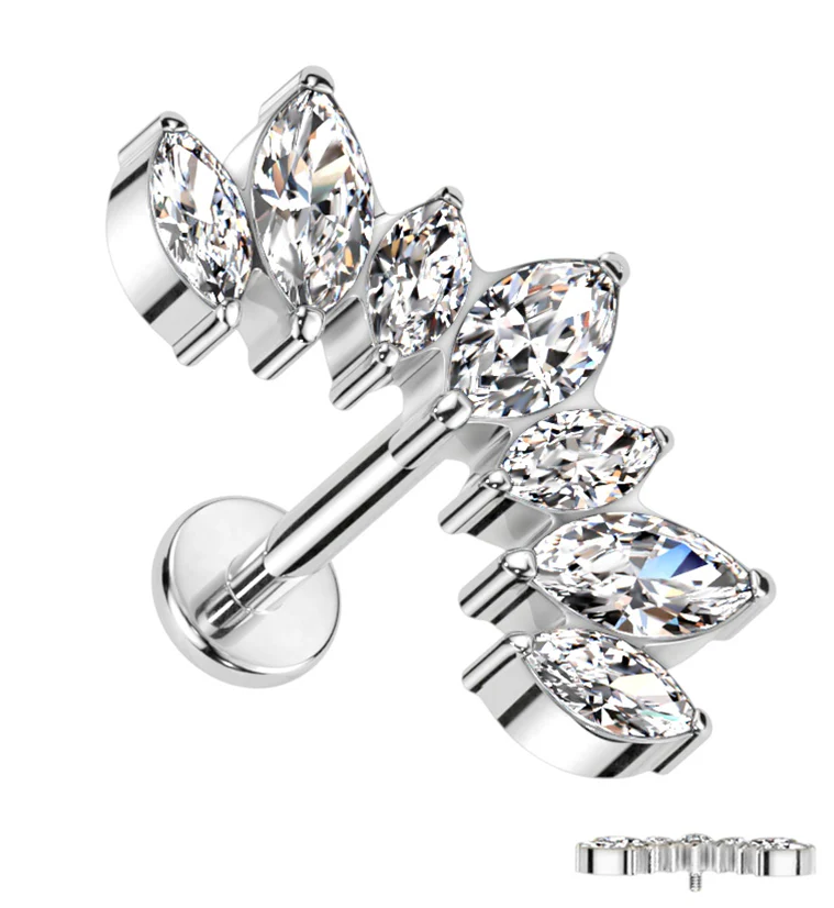 Anadem CZ Internally Threaded Titanium Labret - Mrs Treak