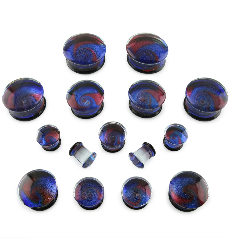 Blue & Red Dichroic Glass Plugs - Mrs Treak