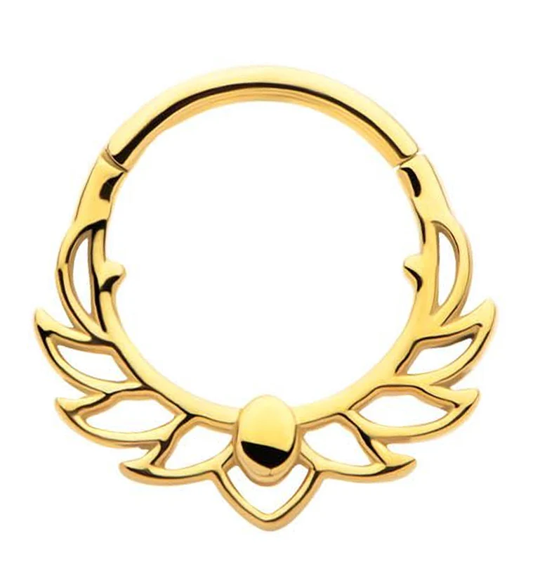 Gold PVD Wingspan Hinged Stainless Steel Segment Ring - Mrs Treak