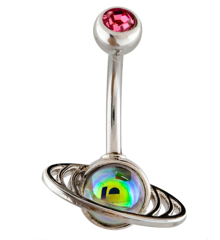 Rainbow Saturn Belly Button Ring - Mrs Treak