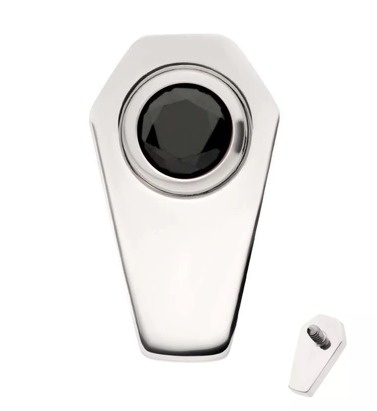 Coffin Round Black CZ Titanium Internally Threaded Top - Mrs Treak