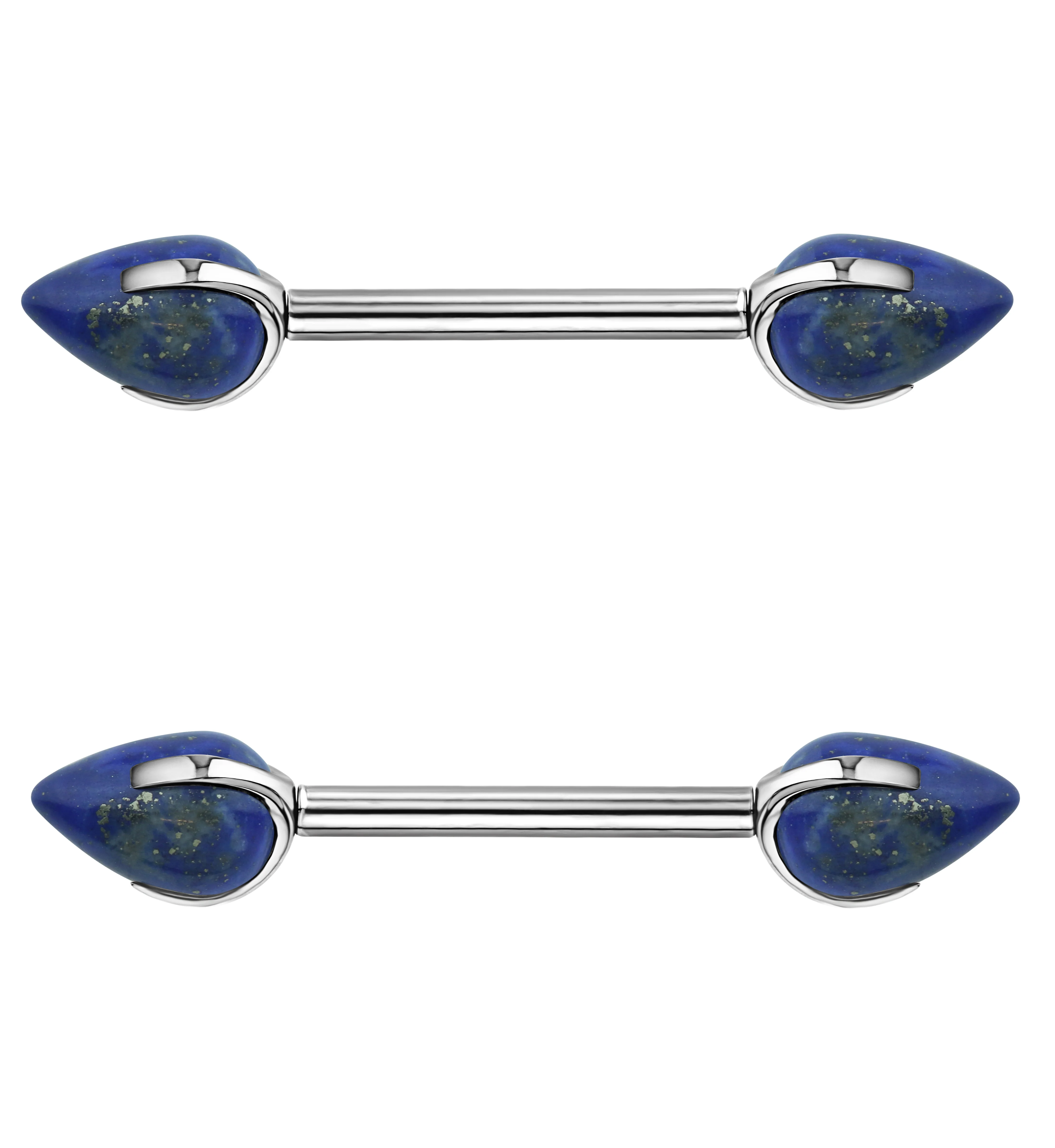 Point Lapis Lazuli Stone Threadless Titanium Nipple Barbell - Mrs Treak