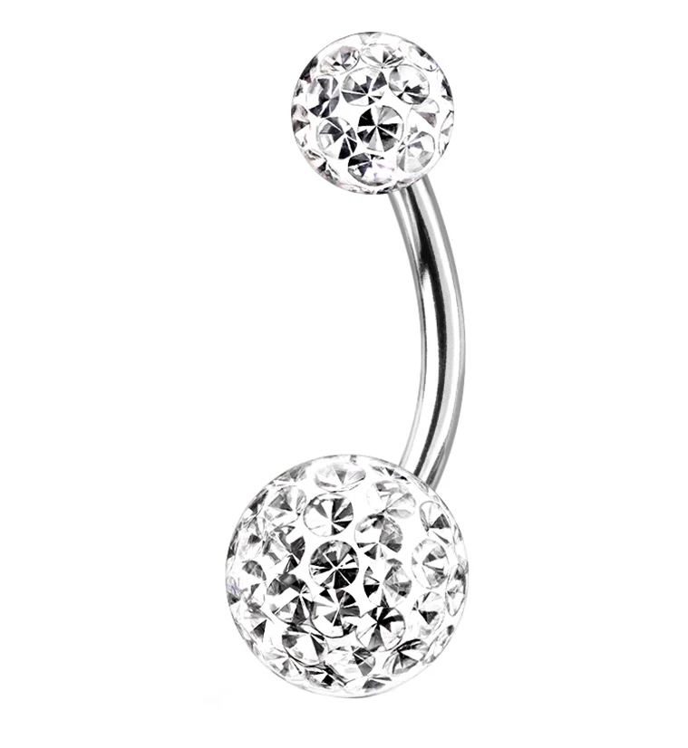 Clear Glitterball Belly Button Ring - Mrs Treak