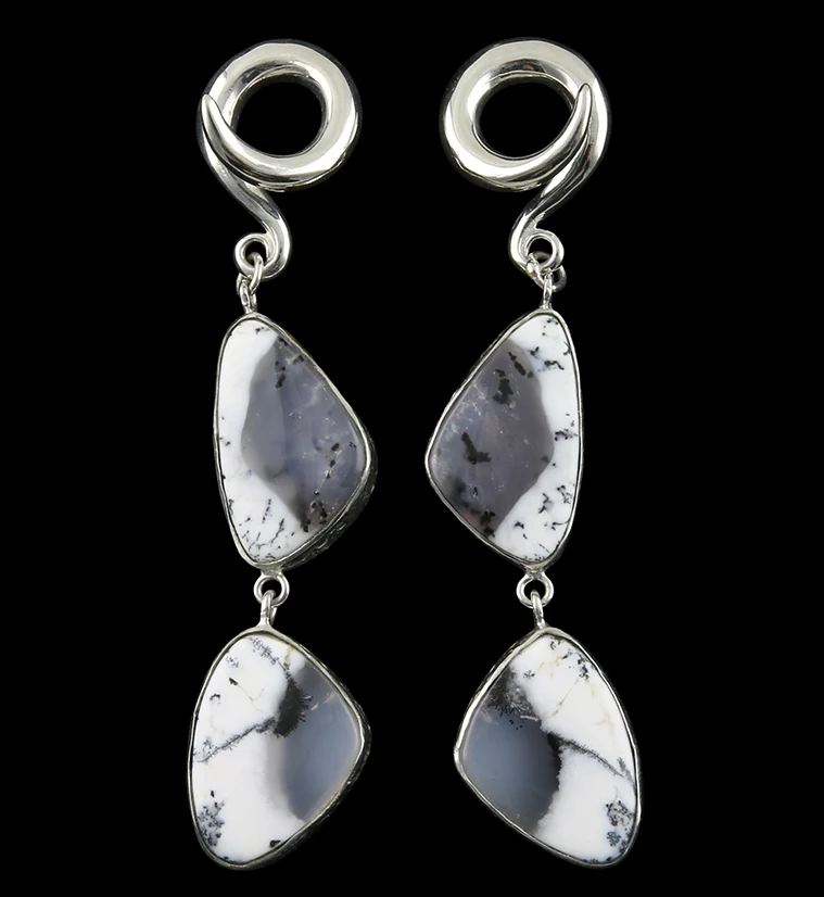 Double Dendritic Opal Stone Ear Weights Version 4 - Mrs Treak