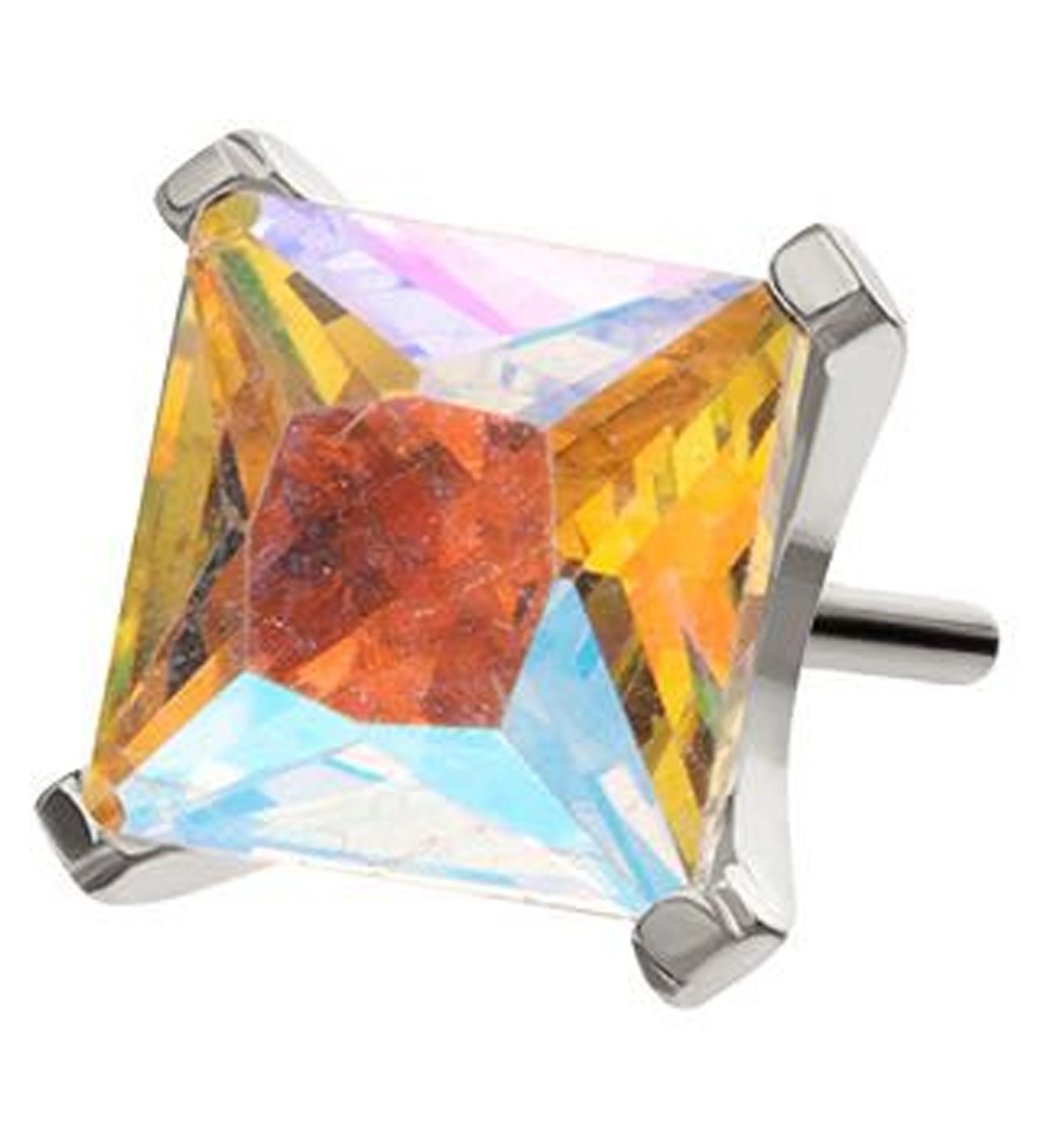 Princess Rainbow Aurora CZ Threadless Titanium Top - Mrs Treak