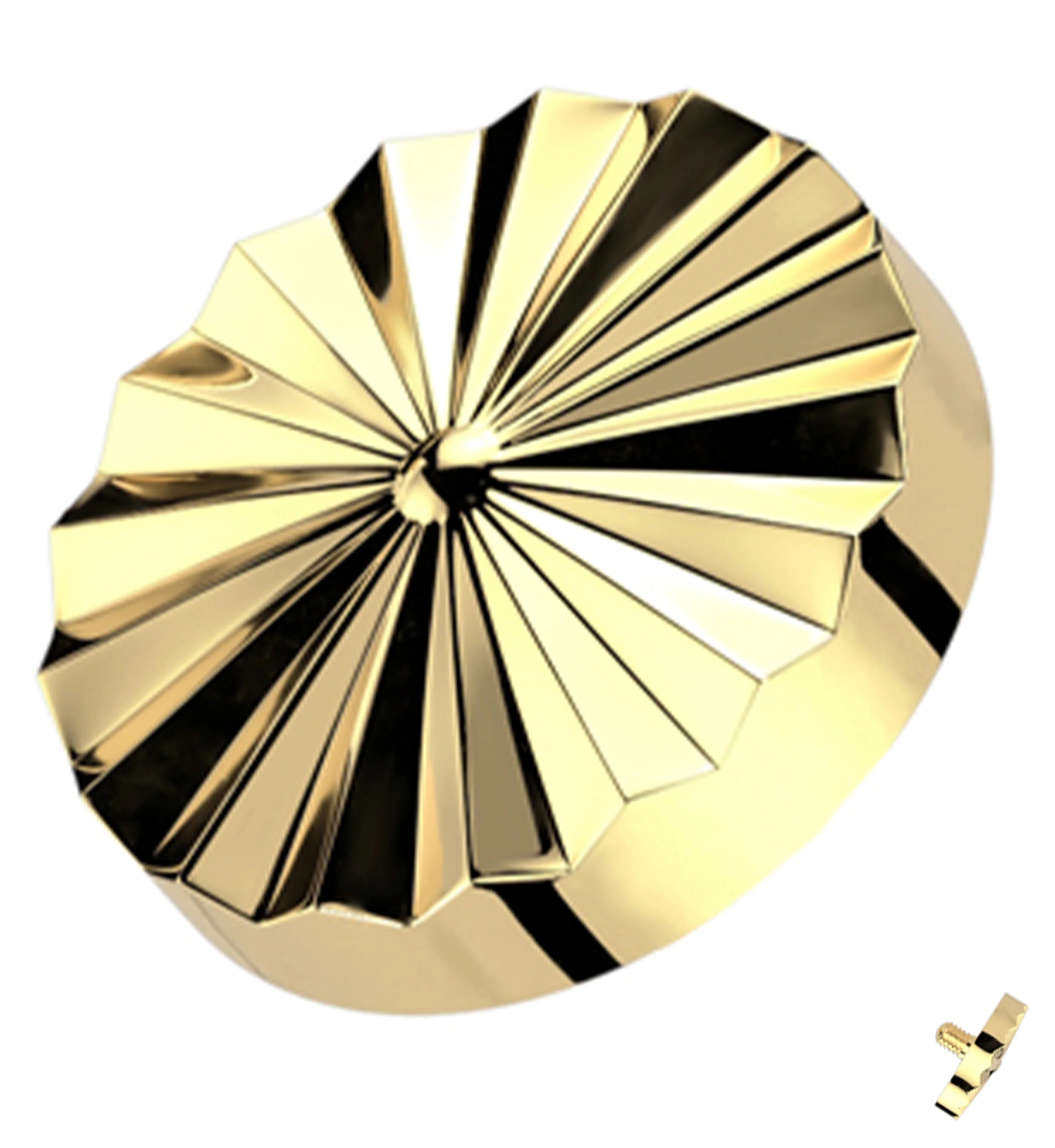 Gold PVD Mini Score Disk Internally Threaded Top - Mrs Treak