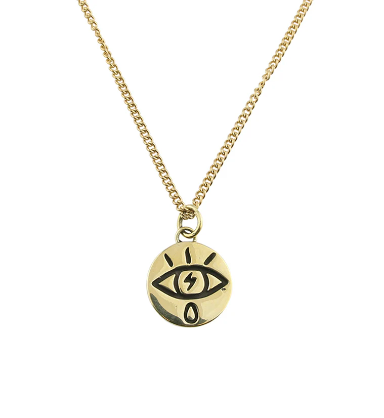 Electric Eye Brass Charm Necklace - Mrs Treak