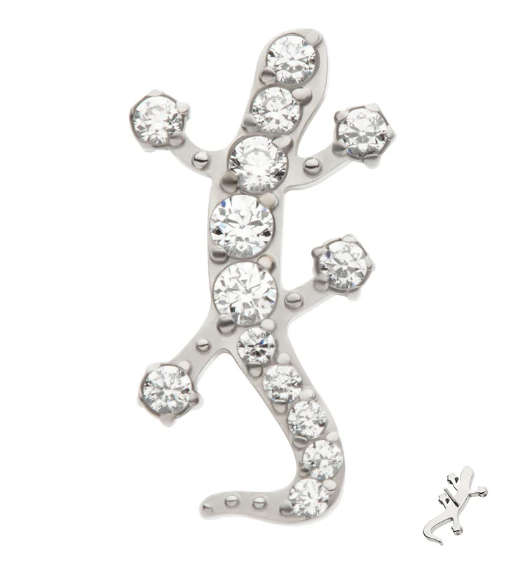 Lizard Pave Clear CZ Threadless Titanium Top - Mrs Treak